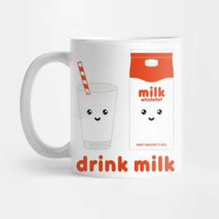 Drink milk Kawaii milk carton and milk glass Mug